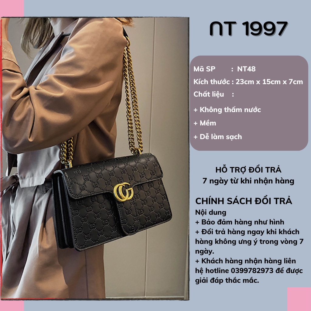 Túi sách nữ đeo chéo kẹp nách thời trang mini dây xích