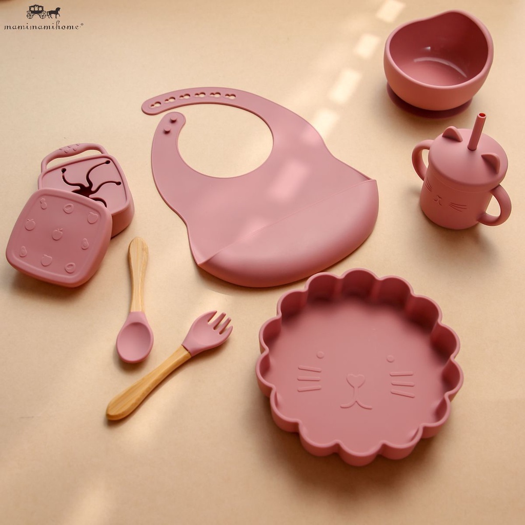 Set 7 dụng cụ đồ ăn MAMIMAMIHOME bằng silicon cho trẻ em
