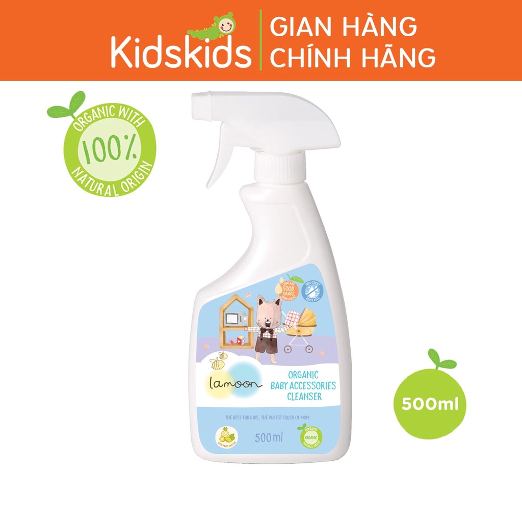 Nước rửa đồ chơi Organic cho bé Lamoon - Bình 500ml