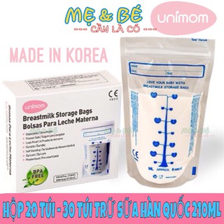 TÚI TRỮ SỮA UNIMOM HÀN QUỐC HỘP 20 TÚI-30 TÚI-60 TÚI 210ML