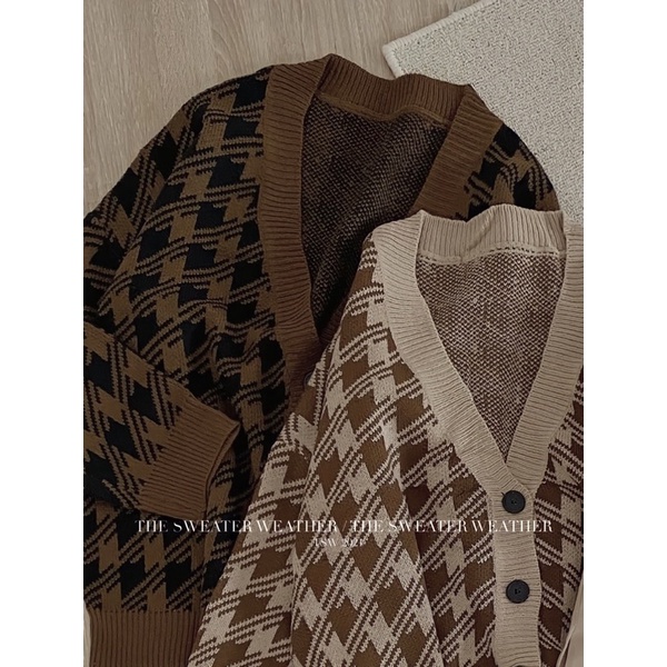 [Mã SKAMPUSH11 giảm 10% đơn 200k] Áo khoác cardigan HOẠ TIẾT dáng dài 2 màu BE/NÂU ( Ảnh thật ) | BigBuy360 - bigbuy360.vn