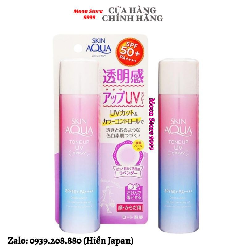 Xịt chống nắng Aqua Skin Tone Up UV Spray Nhật Bản SPF50+, Moon Store 9999