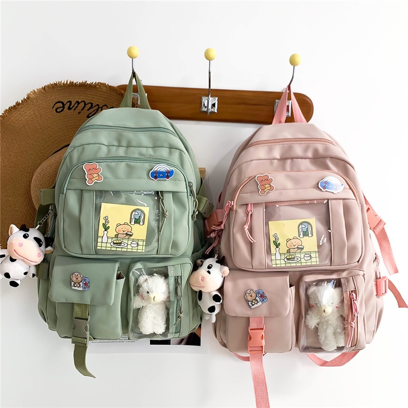 Balo học sinh nữ Ulzzang vải canvas đi học phong cách thời trang hàn quốc