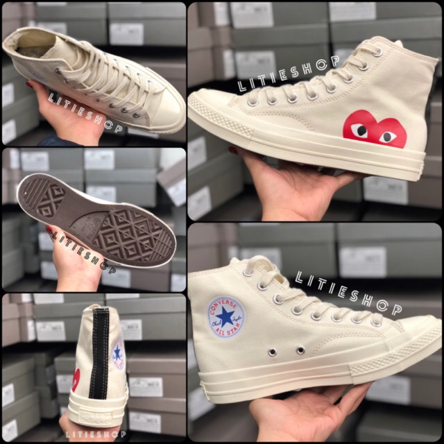 ẢNH THẬT | GIÀY Comme Des Garcons Play X Converse Chuck Taylor - Hidden Heart High Top Sneaker CDG CAO CỔ KEM