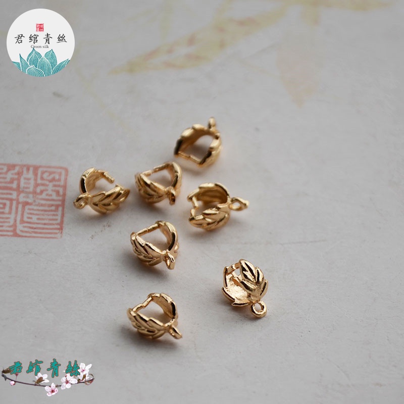 Khóa Cài Dây Chuyền / Bông Tai Hình Lá Phong Bằng Đồng Thau Nguyên Chất 7 * 9MM DIY