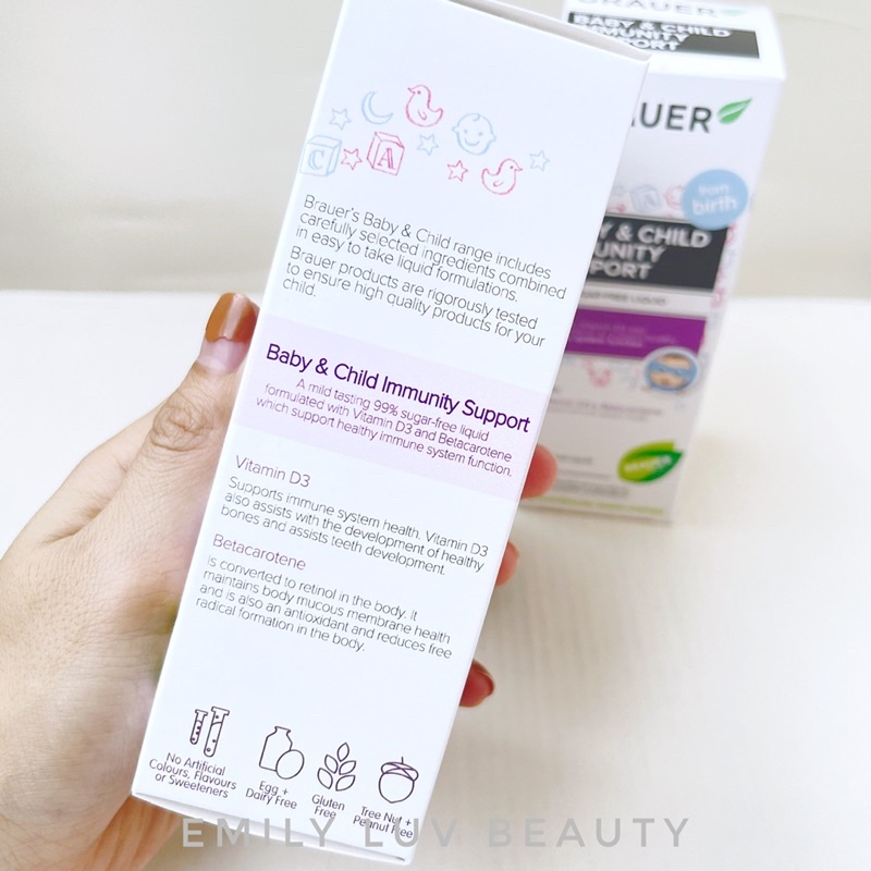 Siro Brauer Immunity Support tăng đề kháng 100ml cho bé 0m+