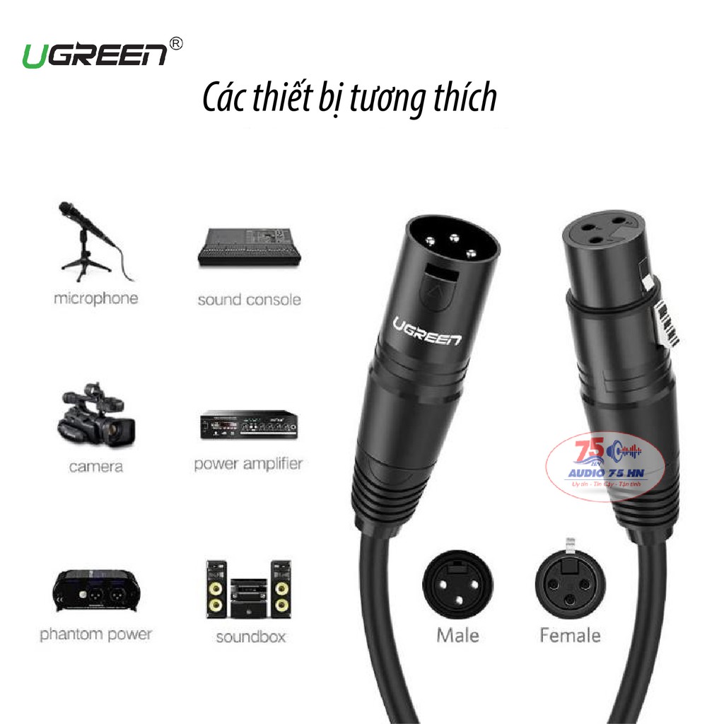 {Chính hãng} Dây Audio nối dài MIC XLR (Cannon) 6mm UGREEN AV130