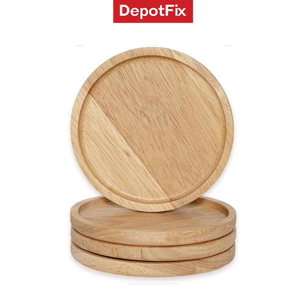 Đế lót ly DepotFix bằng gỗ hình tròn cho quán cafe