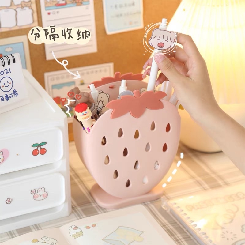 Ống Đũa Hình Dâu Tây, Ống Đựng Đũa Muỗng Dĩa Thìa Nhà Bếp Cam Homeware