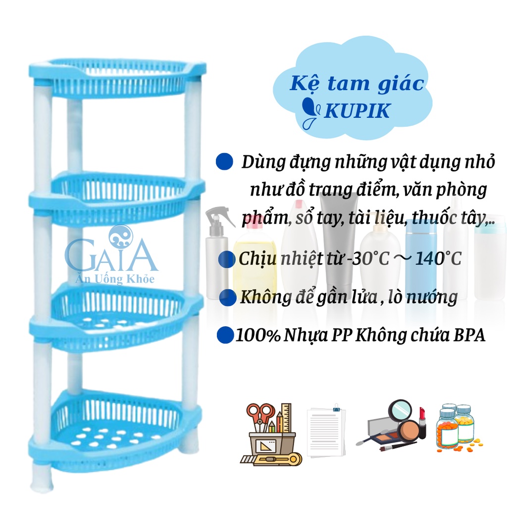 Kệ nhựa bếp/nhà tắm tam giác 4 tầng đa năng tiết kiệm không gian Đại Đồng Tiến 100% nhựa PP an toàn sức khỏe