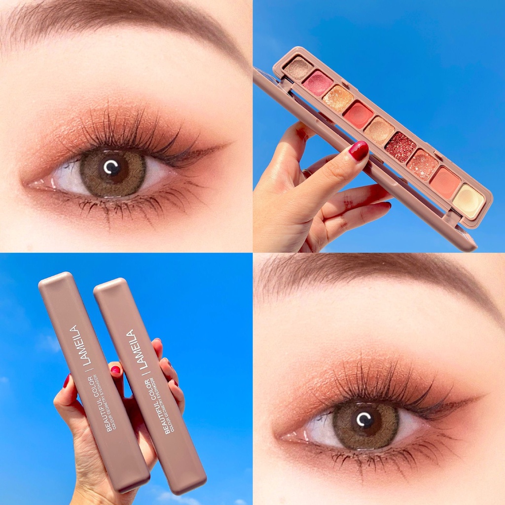 Ảnh thật 🍀Bảng Phấn Mắt 9 Ô Nhũ 3600 Lameila Soft Eye Shadow Chính Hãng