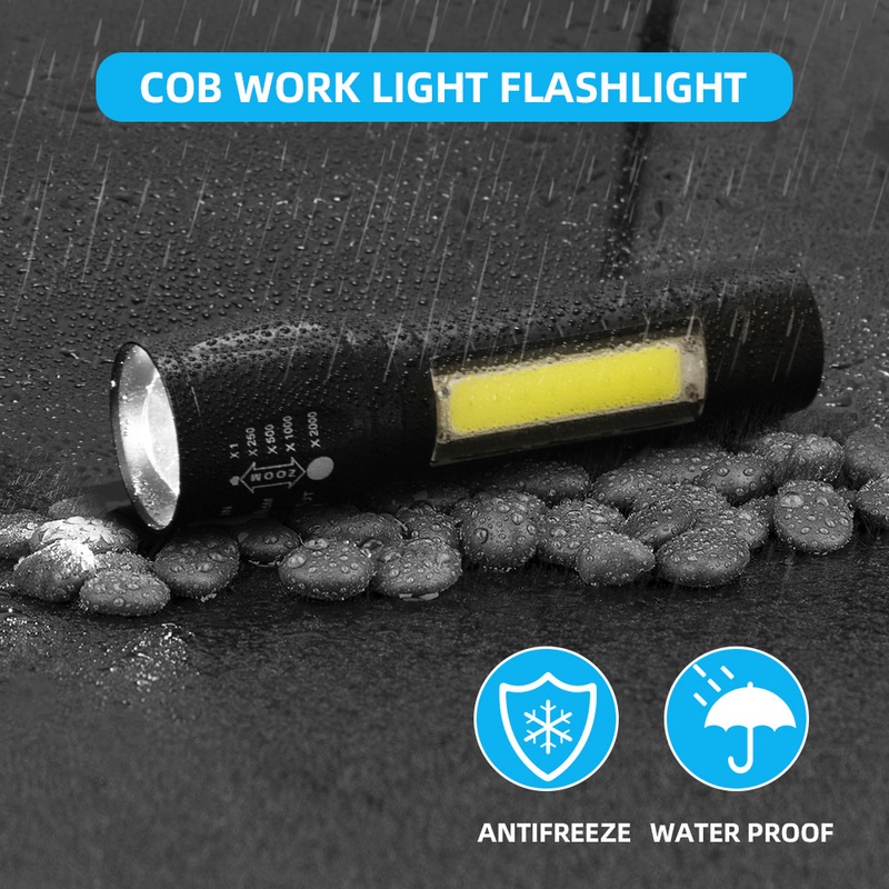 1 Đèn Pin LED T6 COB Đa Năng Có Thể Sạc Lại Bằng Cổng USB Tiện Dụng