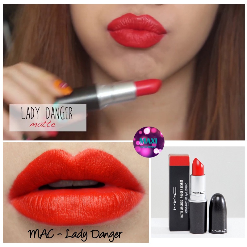Son MAC Lì Lady Danger 607 - Màu Đỏ Cam