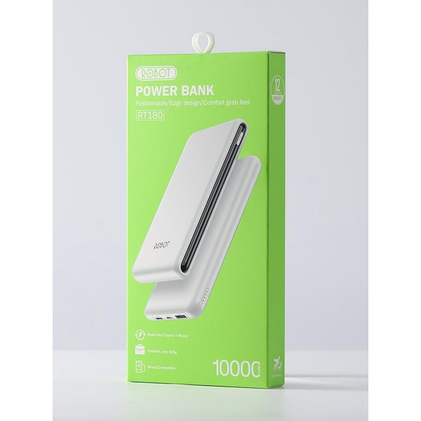 Pin Sạc Dự Phòng 10.000mAh RT180 1 Output USB &amp; 2 Input Micro/Type-C - Kích Thước Siêu Mỏng Nhẹ