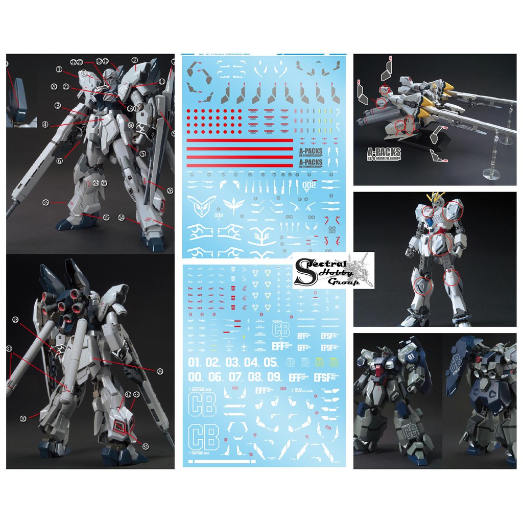 Decal nước dán mô hình HG UC Gundam Narrative | Sinanju Stein NT | Gustav Karl - Water Sticker