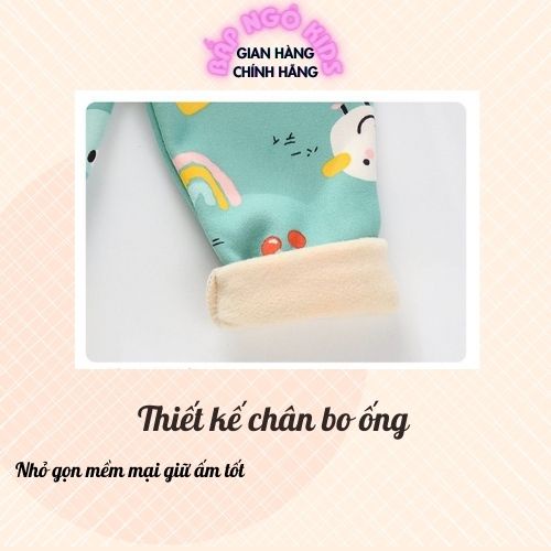 Bộ nỉ bông cho bé, quần áo dài tay bé trai gái, lót nhung cao cấp Bắp Ngô Kids