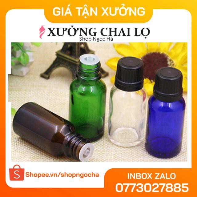 Lọ Chiết Serum ❤ GIÁ RẺ NHẤT ❤ [15ml,20ml,30ml] Lọ đựng tinh dầu thủy tinh nắp vặn đen, trắng, phụ kiện du lịch