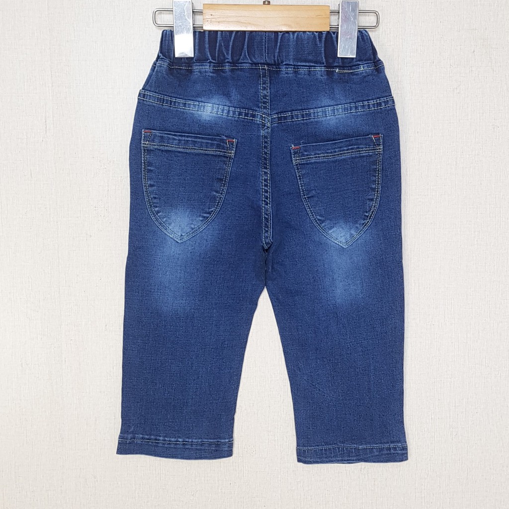 BJ0019 -A1 quần jean nữ lửng co giãn thêu chữ màu xanh, hiệu XOKids, size 7-12 cho bé từ 15-30kg