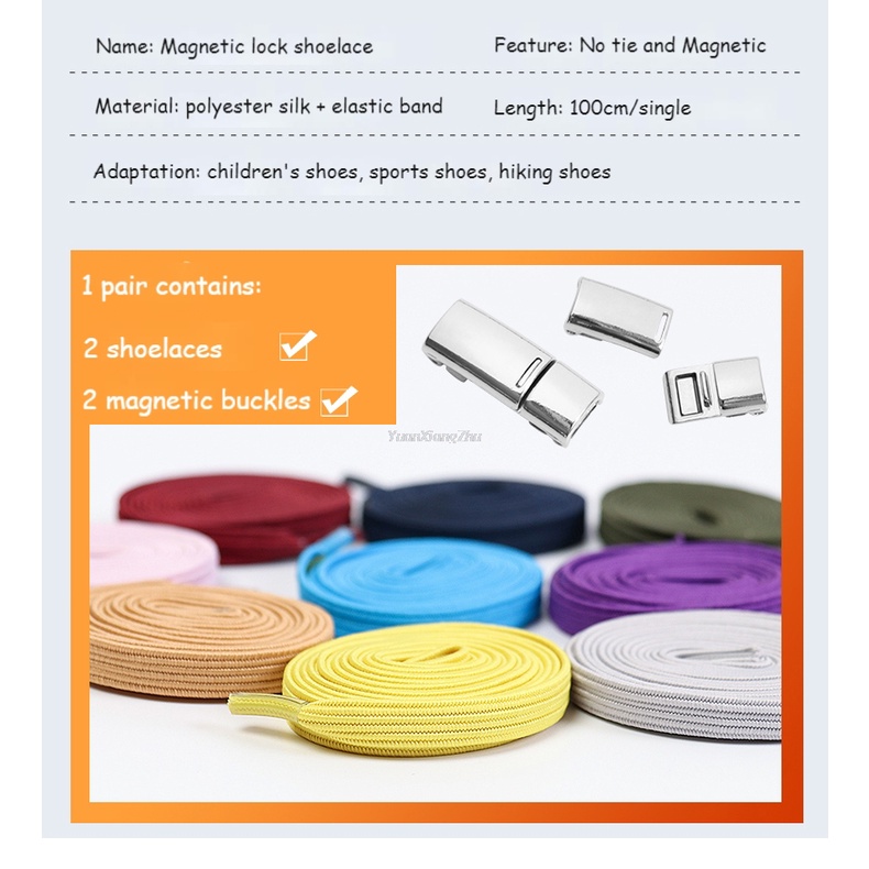 Dây Giày Khóa Từ Tính Co Giãn Không Cần Buộc Dành Cho Giày Lười Trẻ Em Người Lớn Một Kích Thước Phù Hợp Với Tất Cả Các Loại Giày