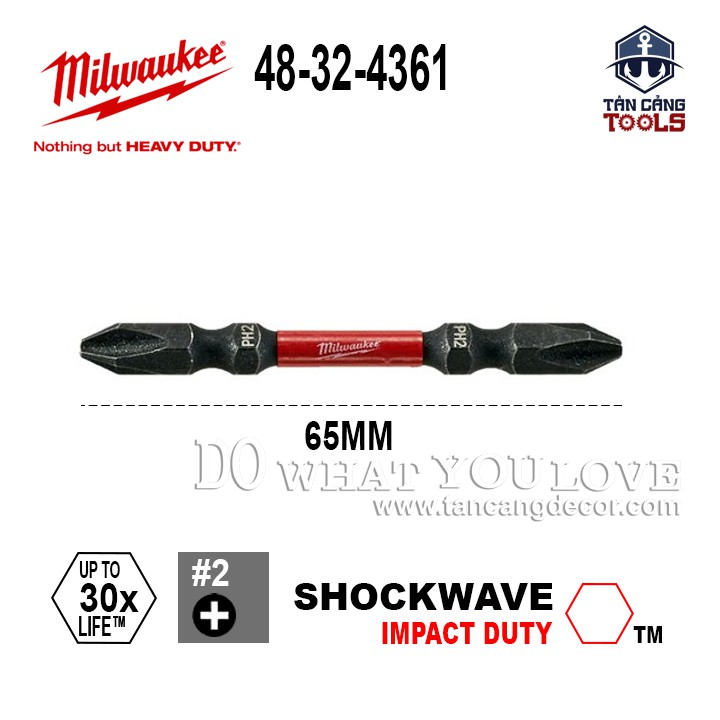 Mũi Bắt Vít Milwaukee PH1 / PH2 65 mm 48 - 32 - 4360 / 4361