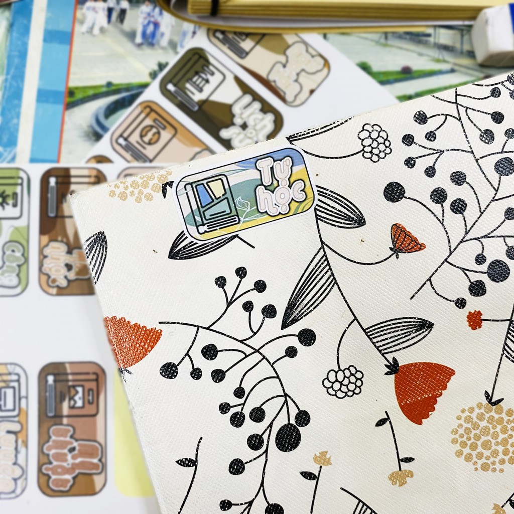 Bộ 15 sticker tem nhãn môn học màu pastel dán tiêu đề môn học, đánh dấu tập, vở, sách