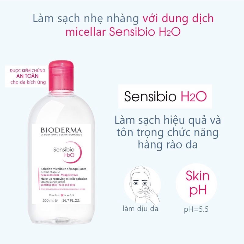 Nước tẩy trang Bioderma tẩy sạch và dịu nhẹ cho da