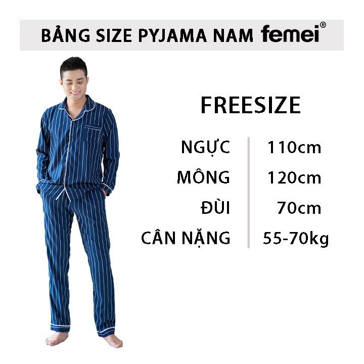FEMEI - Bộ pyjama nam dài lụa satin PND002