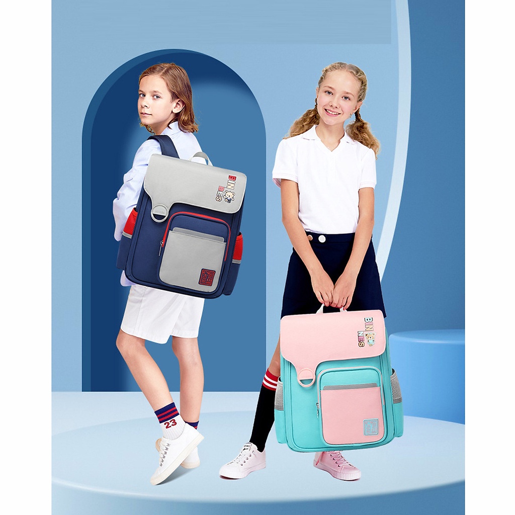 Ba lô học sinh cấp 1 và cấp 2 siêu nhẹ chống gù chống nước cao cấp phong cách châu âu - BEE GEE HS1037