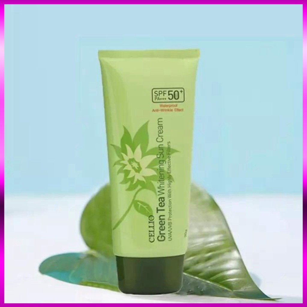 KEM CHỐNG NẮNG CELLIO GREEN TEA WHITENING SUN CREAM SPF50+ PA+++