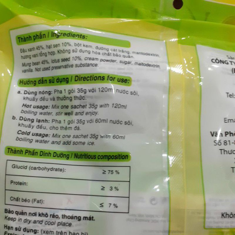 Bột Đậu Xanh Hạt Sen Có Đường 350g