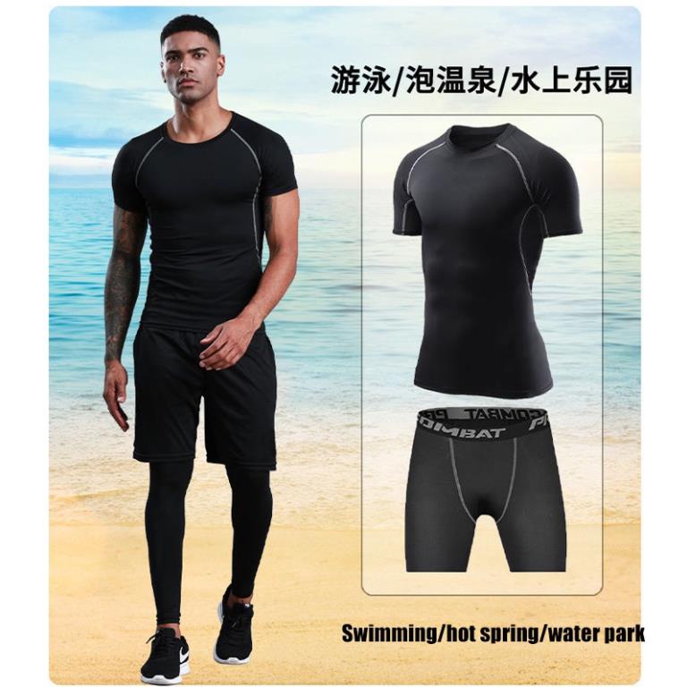 Bộ Đồ Bơi 3 Món Áo Tay Dài + Quần Dài + Quần Dài Nhanh Khô Cho Nam ! ` Xịn