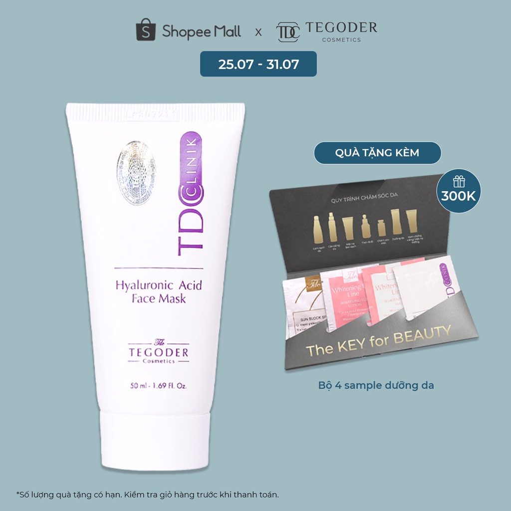 Mặt nạ HA Hyaluronic Acid cấp ẩm sâu, phục hồi da Tegoder Hyaluronic Acid face mask 50 ml mã 1081 | BigBuy360 - bigbuy360.vn