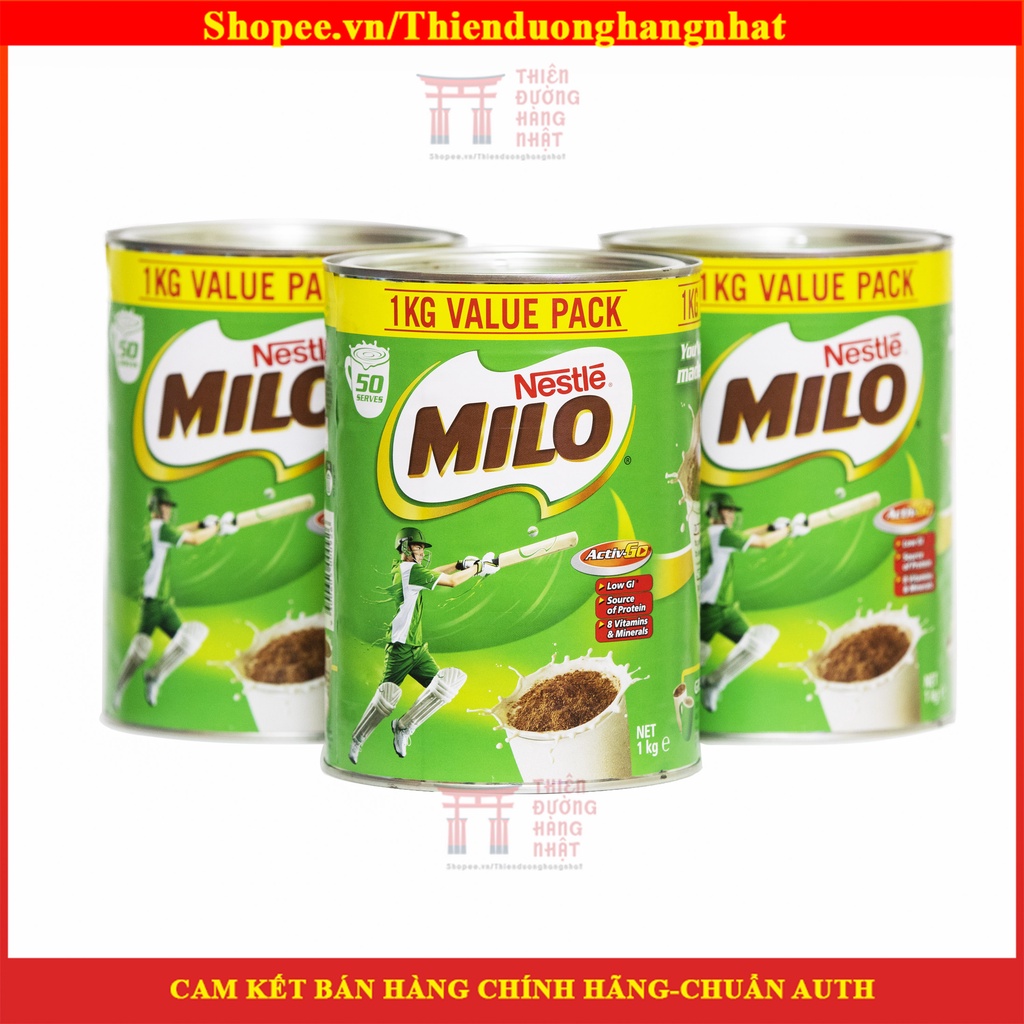 Sữa Milo hàng Úc, phát triển chiều cao vượt trội cho bé hộp thiếc trơn 1kg [Date 4/2022]