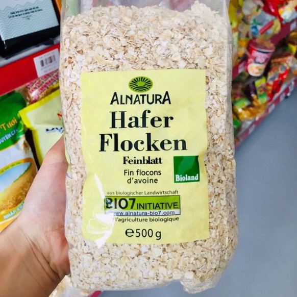 Yến mạch Hafer Flocken Bio Alnatura Đức cán vỡ 500 g