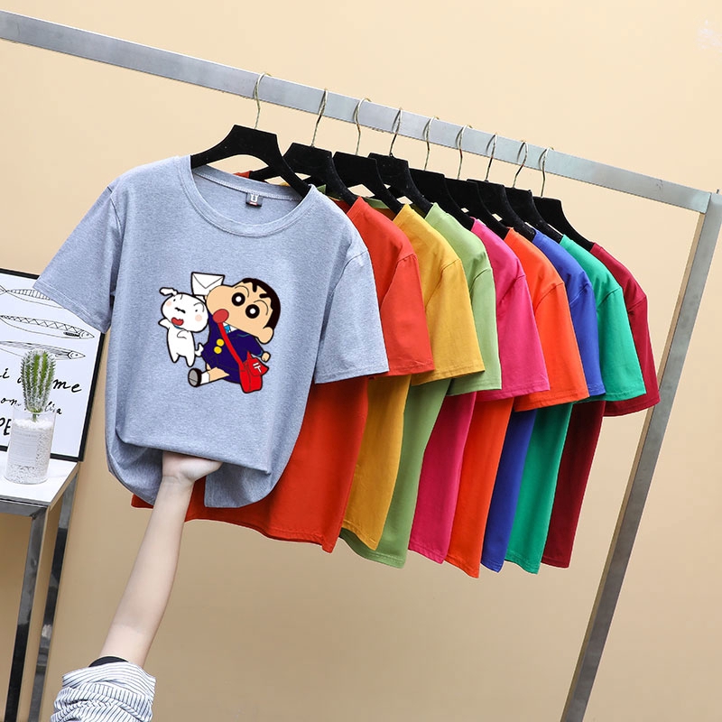 Áo Thun Tay Ngắn In Hình Shin Cậu Bé Bút Chì Thời Trang Dễ Thương