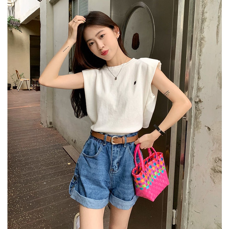 Áo Thun Không Tay Dáng Rộng Họa Tiết Kẻ Sọc Thiết Kế Mới Thời Trang Mùa Hè Dành Cho Nữ