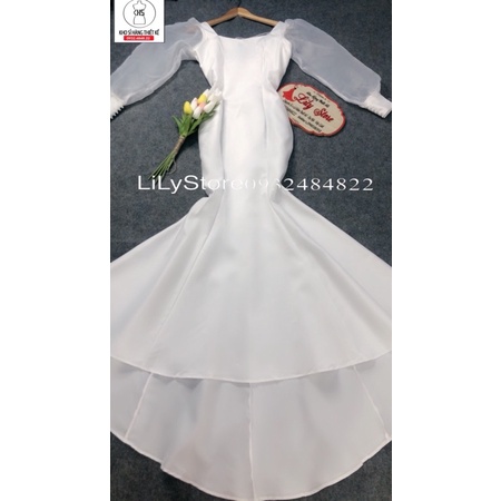 ĐẦM CƯỚI BODY ĐUÔI CÁ LƯNG KẾT CHUỖI NGỌC FULL SIZE S M L XL .ẢNH VÀ VIDEO CHỦ SHOP TƯ QUAY 10000%