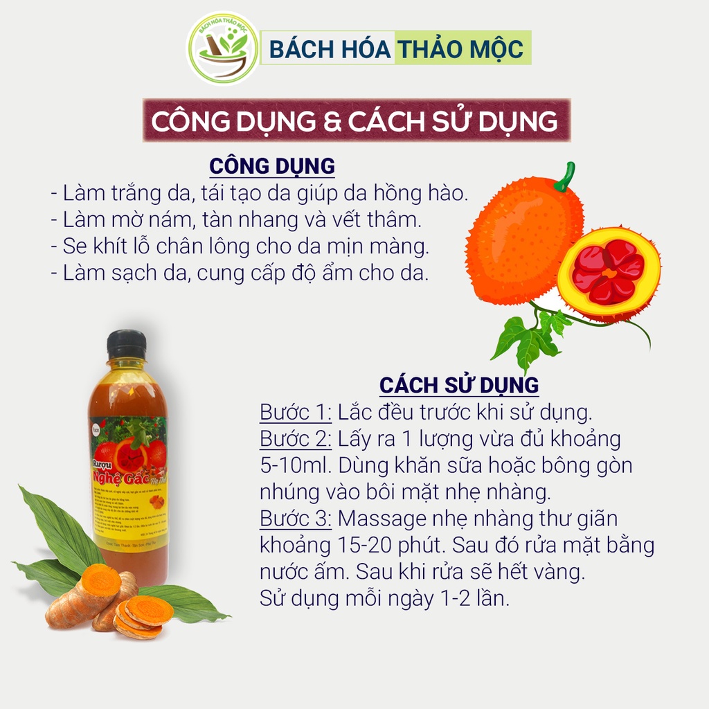 Cốt Gừng Nghệ Hạt Gấc Hạ Thổ Cho Mặt Và Toàn Thân Handmade Chai 500 - 1000ml