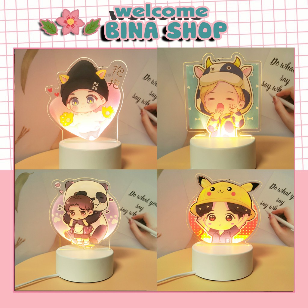 Đèn ngủ 3D phong cách anime dễ thương - BinaShop - Có 3 chế độ đèn - Làm quà tặng, quà sinh nhật