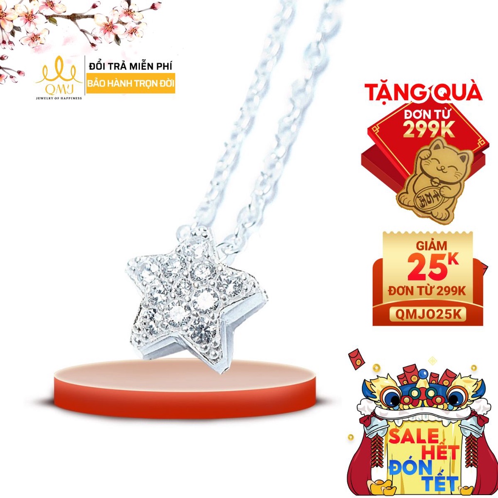 Dây chuyền bạc QMJ Sao đá nạm tấm hai mặt trẻ trung - Q065
