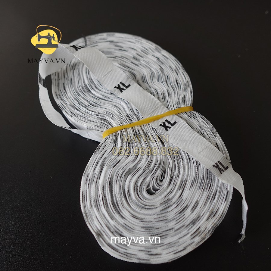 Mác vải size chữ S, M, L, XL