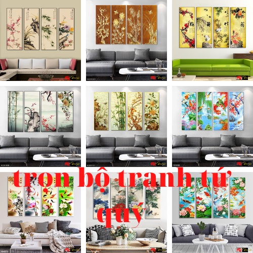 Tranh Treo Tường, bộ tranh tứ quý 4 tấm treo phòng khách
