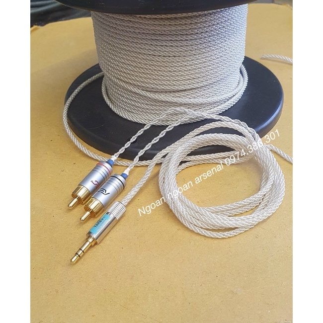 Dây 3.5 ra 2 AV hoa sen rca phone cao cấp mạ bạc. Báo giá 1 sợi