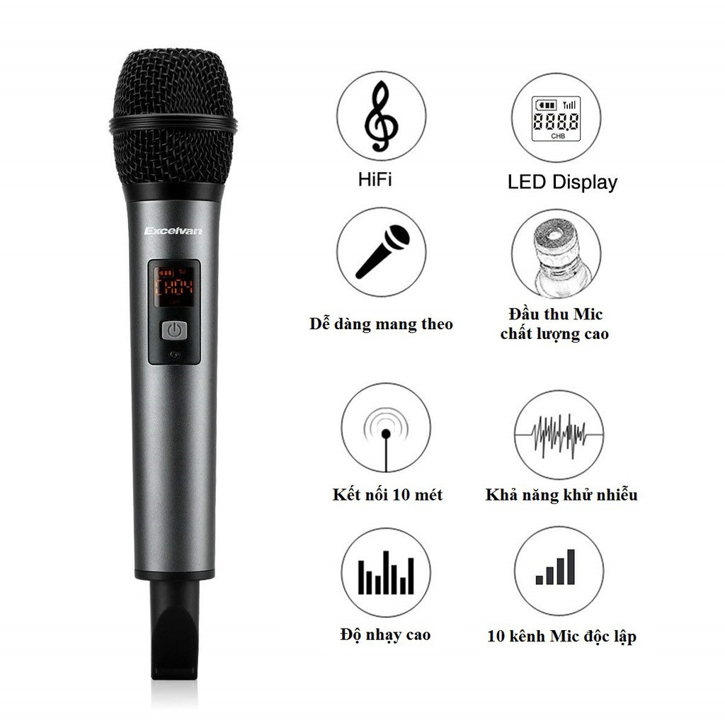 Micro Karaoke không dây K18V, 01 mic, VHF