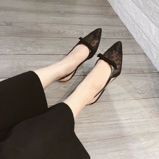 giày cao gót lưới đính nơ