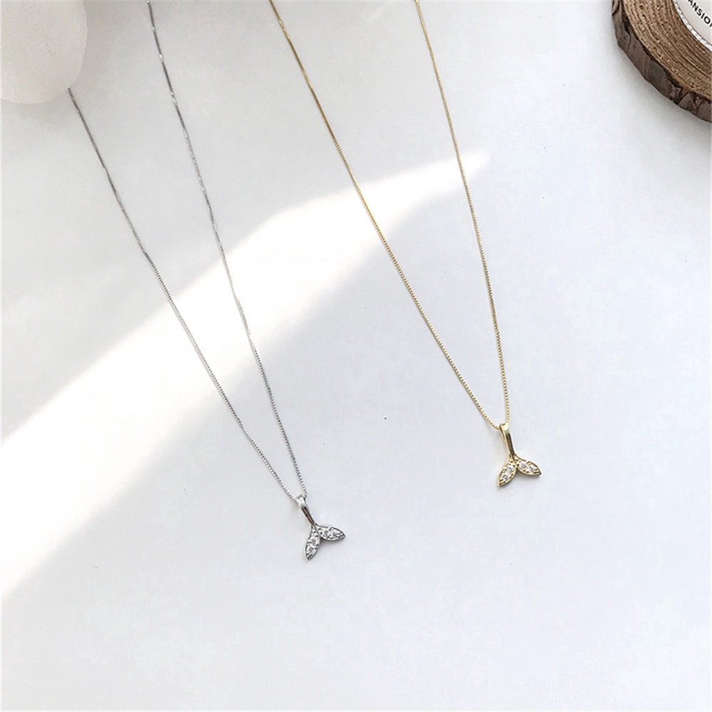 fashion woman simple 925 silver Mermaid Tail Pendant necklace charm Chain Clavicle