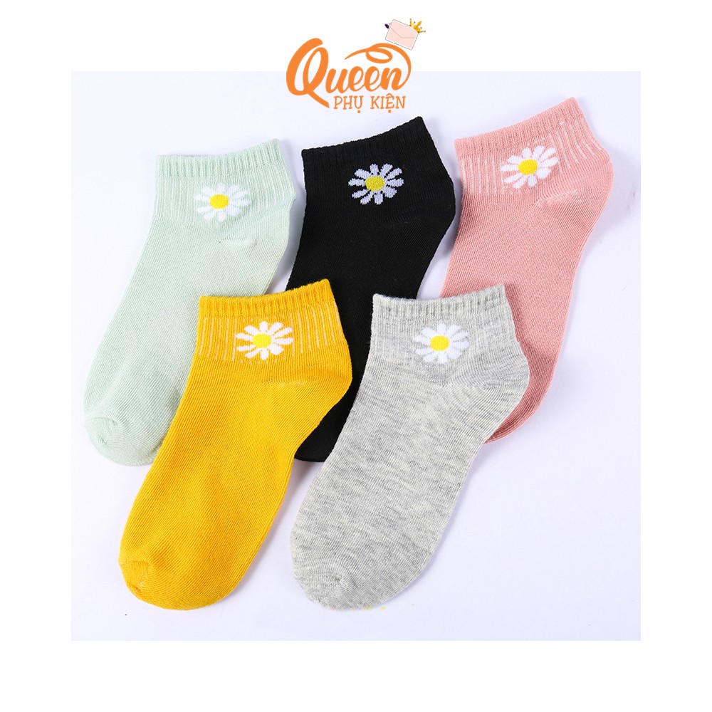 Tất Vớ Nữ Ulzzang Cổ Trụ Thêu Hoa Cúc Thời Trang Cực Đẹp