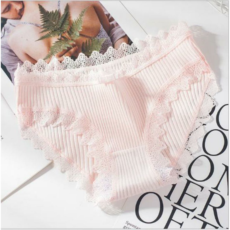 [Mã 12FASHIONSALE1 giảm 10K đơn 50K]  Quần lót nữ cotton viền ren kháng khuẩn thoáng mát QL05 | BigBuy360 - bigbuy360.vn