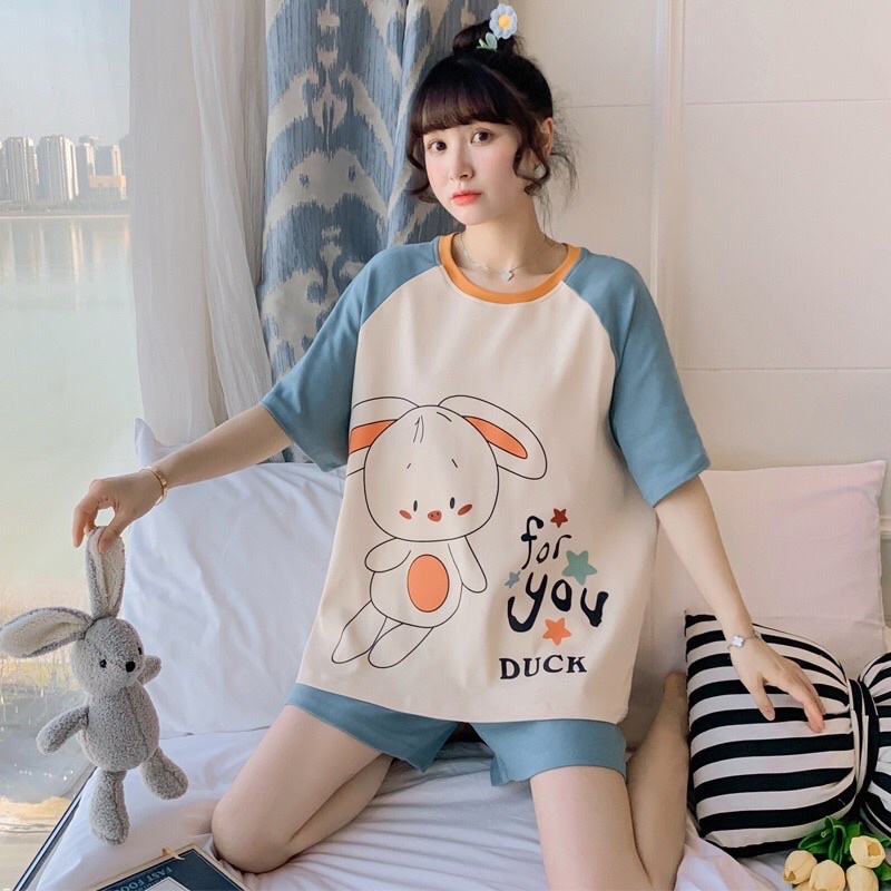 [Rẻ vô địch] Set bộ đùi thỏ xanh freesize 38-65kg dành cho nữ