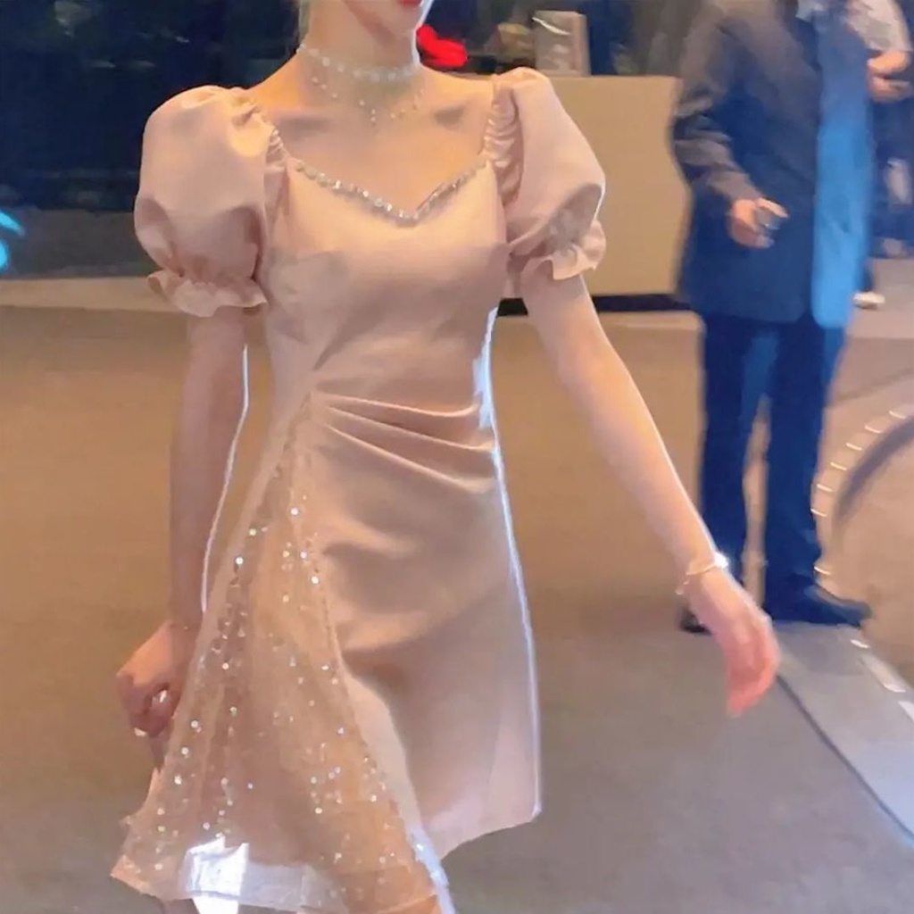 Đầm Dáng Ôm Hở Eo Đính Kim Cương Sang Trọng Thời Trang Cao Cấp 2022